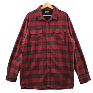 Mt Ops Mens Shirt Flannel Button Down Size XXL Red Plaid Long Sleeve